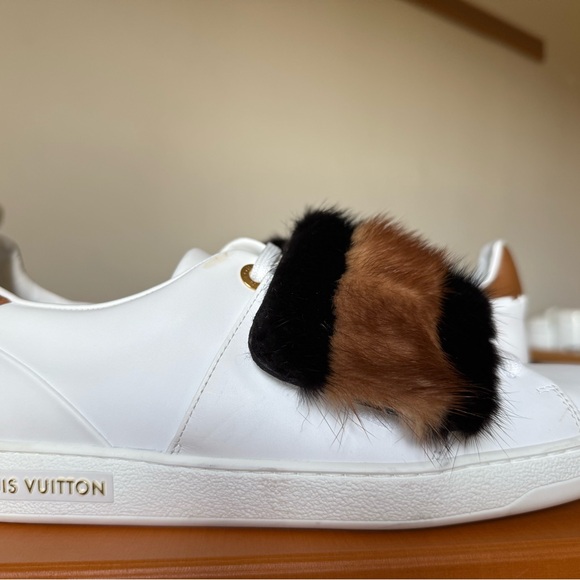 Louis Vuitton White Sneakers with Black and Brown Fur Size...